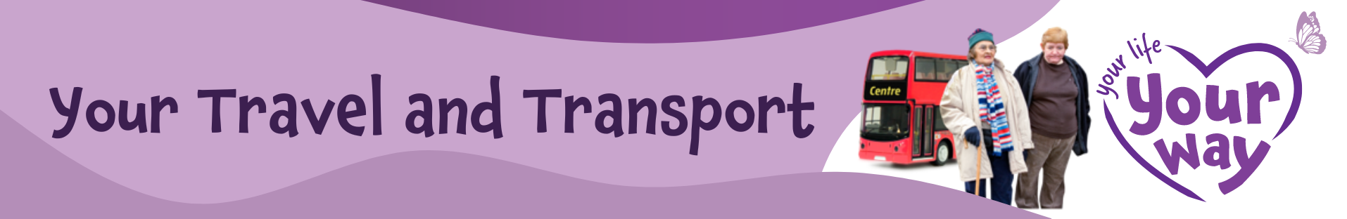 Your travel and transport with bus and people in background