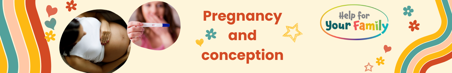 Pregnancy and Conception - lady with pregnancy bump and pregnancy test kit